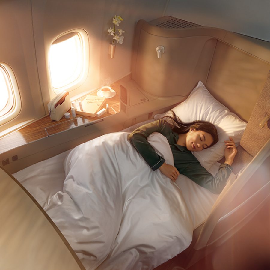Passenger sleeping in first class
